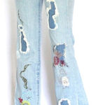 Vintage Y2K Bebe Distressed Patchwork Embroidered Jeans Blue Size 29 Photo 0