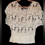 DULCIE (M) CROCHETED WHITE TOP WITH CAP SLEEVES AND‎ LACE BOTTOM PREOWNED Size M Photo 0