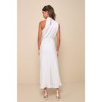 NWOT Lulus Distinctive Charm White Satin Asymmetrical Midi Dress Wedding Size S Photo 1