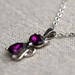🐈‍⬛ Purple amethyst colored Cat pendant necklace silver stone animal lover gift Photo 3