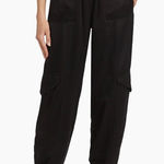 Ganni NWT  2 Washed Satin Cargo Pants in Black Photo 0