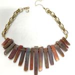 Bourbon and Boweties Bourbon And Bowties Chunky Gold Tone Stone Statement Bib Necklace Photo 2