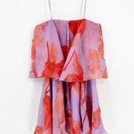 Hutch  Kenna Red Purple Floral Print Strapless Chiffon Romper Size XS Photo 1