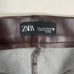 ZARA Dark Brown Faux Leather Trousers Size Large Womens Photo 2