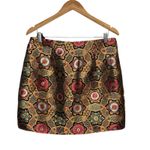 Pretty Little Thing  Brocade Mini Skirt Metallic Floral Zipper Gold Size 10 NWT Photo 1