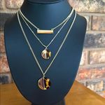 Nine West New Gold Tone 3 Strand Bar and Disc Neclace Photo 0