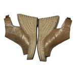 Kenneth Cole 7.5  Odette Espadrille Wedge Sandal Metallic Tan Leather Slingback Photo 4
