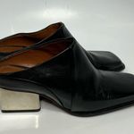 ZARA square toe block heel mules black leather size 36 Photo 5