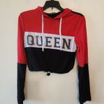 Love ari block color black and red queen cropped hoodie size juniors medium Photo 0