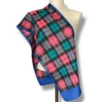 Vintage Plaid Scarf Rectangular‎ Long Blue Pink Teal Black 12" x 53" Classic Photo 1