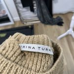 Trina Turk 100% Merino Wool Cable Knit Sweater 3/4 Sleeve Camel Brown size Small Photo 4