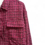 Rachel Zoe  Cropped Tweed Pink Collared Blazer Jacket Large Photo 2