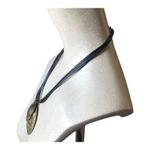 Premier Designs Vintage Black Multi-Cord Brass Tone Three Round Pendant Necklace Photo 3