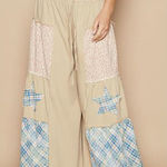 POL Drawstring Star Patch Contrast Wide Leg Pants Photo 0