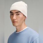 Lululemon  NWT Warm Revelation Beanie Merino Wool Blend Heathered Bone Color Photo 3