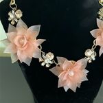 Neutral Flower & Gems Necklace .. Time And Tru Brand with statement earrings Photo 9