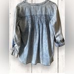 Tantrums Women's Chambray Bib Denim Blouse Top Size Mediun Blue Acid Wash Photo 3