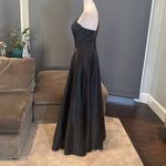 Women’s Black One Shoulder Satin Full Length Prom Party Dress Corset Back Size 2 Photo 6