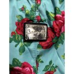 Betsey Johnson Shoulder Bag Purse Floral Teal/Red Roses Studs Logo Side Pockets Photo 2