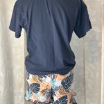 Ambrielle Sleepwear Set Small Navy Tee Tropical Print Ruffle Shorts Lounge Blue Photo 3