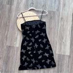 Vintage Y2K velvet butterfly‎ embroidered spaghetti strap mini dress Black Photo 6