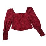 Anthropologie dark red square neck long sleeve crop top size M Photo 11