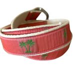 Women’s Canvas Ribbon‎ Belt D Ring Pink Flamingos Palm Trees 39in Photo 1