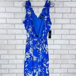 Lulus  NWT Sun Salutation Royal Blue Floral Print Ruffled Wrap Maxi Dress Size L Photo 3