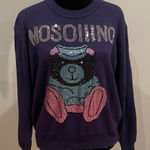 Dark blue Sweater with sparkly Bear Design Pink Photo 0