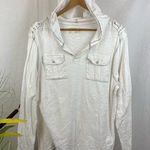 Free Planet  Ivory Long Sleeve Hoody Tee T Shirt Top L Photo 0