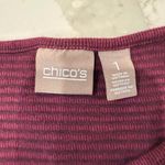 Chico's Burgundy Wine Textured Stripe 3/4 Sleeve Top Women’s Size 1 (Medium) Photo 3
