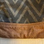 MYRA CROSSBODY BAG DARK GREY/BLUE CANVAS WITH TAN LEATHER TRIM ADJUSTABLE STRAP Gray Photo 2