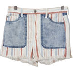 American Eagle  Striped Denim Cut-Off Shorts Size 6 Striped AEO Mom Shorts Photo 0