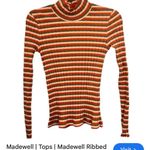 Striped Pink and Yellow Ribbed Turtleneck Sweater | Size Small Photo 6