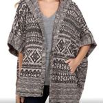 Lucky Brand Southwestern Bohemian Jacquard and Terry Hooded Snap Poncho Sweater Photo 4