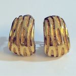 St. John  Vintage Earrings, Brushed Gold‎ Finish, 1” Clip Earrings, Stamped Photo 1