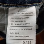 KanCan 0 / 23 High Rise Acid Wash Denim Cut Off Booty Jeans Raw Hem Short Shorts Blue Photo 4