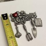 Vintage Silver Pewter Tone Danecraft I Love Gardening Charm Dangle Brooch Photo 2