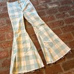 We The Free Blue and White Plaid Just Float On high-waist flare jeans size 29 Photo 0