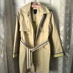 Dennis Basso Classic Natural Trench with Striped Belt hooded buttons cotton sz M Photo 1