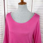 Talbots Chinch Hem Long Sleeve T Shirt Pink Navy Blue Medium Photo 4