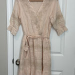 Love the label faux wrap cotton dress embroidered size medium Photo 0