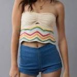 American Eagle  Live Your Life Crochet Mulitcolor Crop Tube Top XS Photo 2