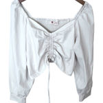 Levi's Levi’s Statement Milkmaid Blouse Women’s XL NWT Natural White Cropped Ruched Photo 0