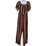 Altar'd State Striped Ruffle Overlay Wide Leg Jumpsuit Romper Medium Photo 12