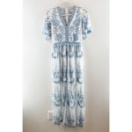 Altar'd State Short Sleeve Embroidered Sheer Boho Lace Catania Maxi Dress Blue S Photo 1
