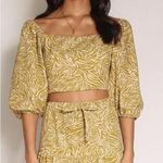 Girl and the Sun Imia Puff Short Sleeve Crop Top Green Medium Photo 0