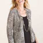 Animal-Print Ruched-Sleeve Cardigan Size Large Chico's Size‎ 2 Photo 0