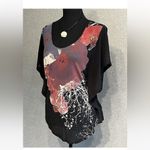 Free People SZ XS Abstract Graphics Wings Sleeves Top Blouse Photo 2