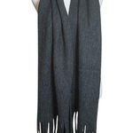 Lucky Brand Acrylic Knit Scarf Women's Size 70" X 15" Fringe Charcoal Gray Soft Photo 0